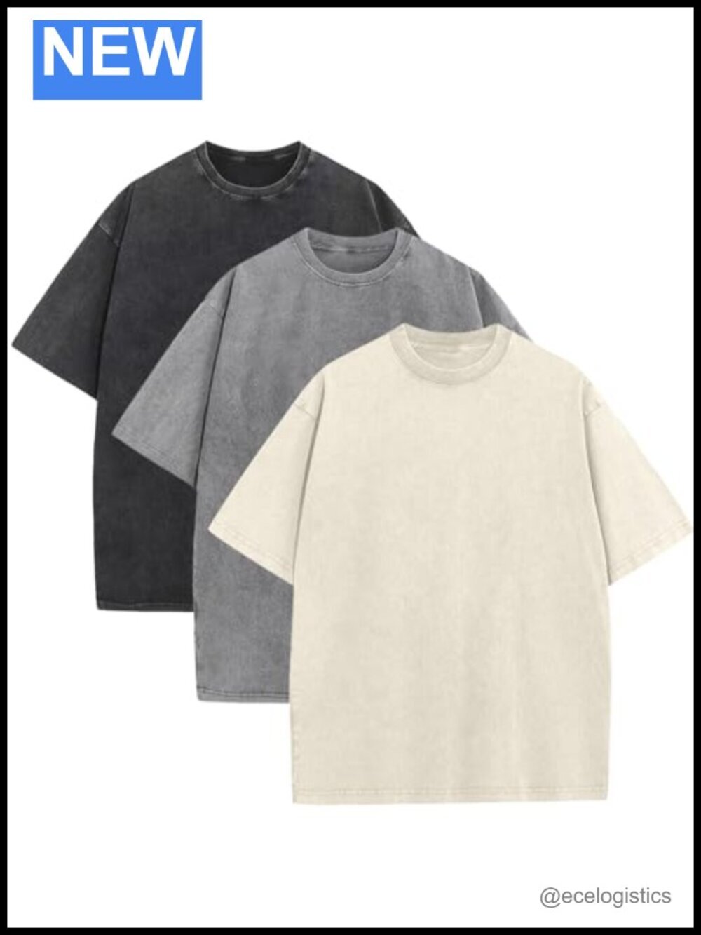 Oversized Cotton T-Shirt Loose Fit Vintage Washed Tee Unisex Short Sleeve